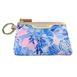NWT Lilly Pulitzer Pink Blue Seekers ID Case Coin Purse 5" x 3"